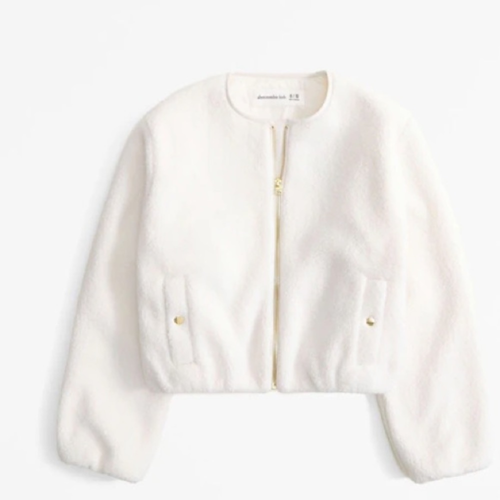 Abercrombie Kids Collarless Sherpa Shirt Jacket